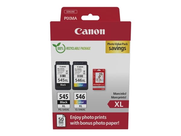 Canon 8286B012, Høyt (XL) utbytte, Sort, Cyan, Fiolblå, Gult, 2 stykker, Fotoverdipakke