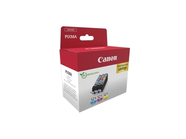 Canon CLI-521 C/M/Y Multi pack - 3-pack - 9 ml - gul, cyan, magenta - original - bläcktank - för PIXMA iP3600, iP4700, MP540, MP550, MP560, MP620, MP