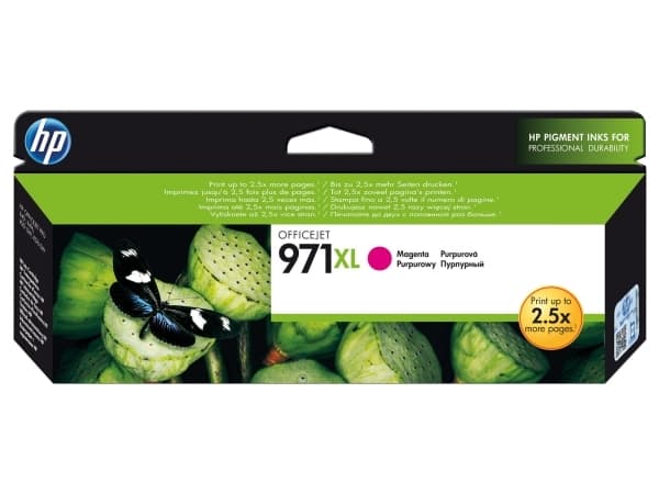 HP 971XL, alkuperäinen riittoisa magenta mustekasetti, Korkea (XL) värintuotto, Väriainepohjainen muste, 80,5 ml, 6600 sivua, 1 kpl