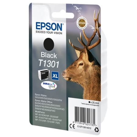 EPSON Ink C13T13014012 T1301 Black Stag (1 stk.)