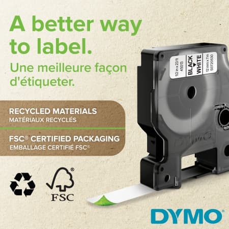 Tape Dymo D1 9Mm X 7M Sort/Klar