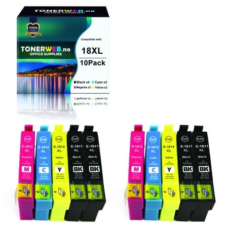 Epson Blekkpakke BK/BK/C/M/Y 18XL (4x17 ml / 6x13 ml) - Erstatter T1816 (1 stk.)