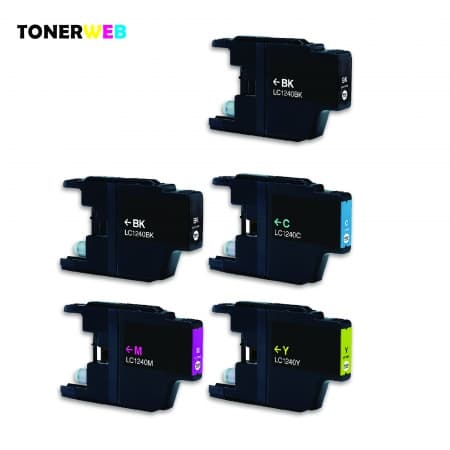 Blekkpatron, erstatter Brother Blekkpakke LC1240 BK/BK/C/M/Y LC1240 XL (2x32 ml/3x16 ml)  (1 stk.)