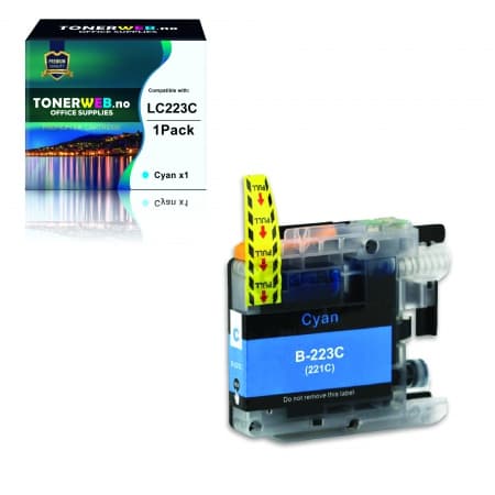 Blekkpatron, erstatter Brother LC223C Cyan (9 ml) (1 stk.)