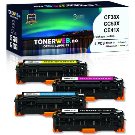 Tonerkassett, erstatter HP Tonerpakke CF380X/CC530A/CE410X Sort/C/M/G (4.400/3x2.700 sider) (1 stk.)