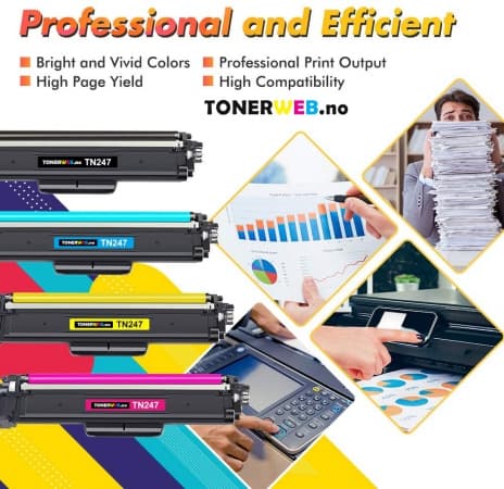 Tonerkassett, erstatter Brother TN247 CMYK BK/C/M/Y 4 stk (3000 sider sort, 2.300 sider fargene) (1 stk.)