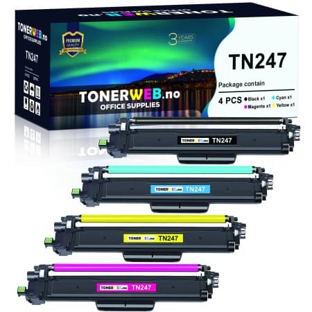 Tonerkassett, erstatter Brother TN247 CMYK BK/C/M/Y 4 stk (3000 sider sort, 2.300 sider fargene) (1 stk.)