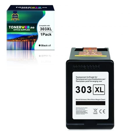 Blekkpatron, erstatter HP Sort Høykapasitet 303XL (600 sider) (1 stk.)