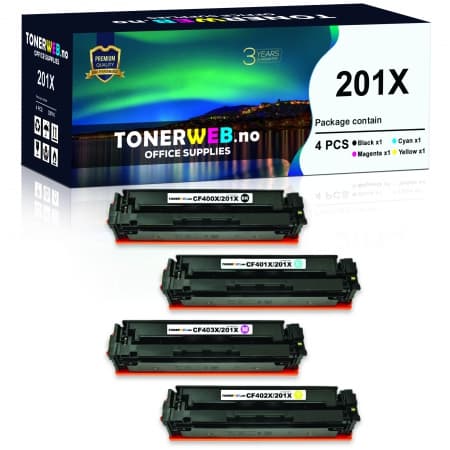 Tonerkassett, erstatter HP 201X B/C/M/Y 4 stk. CF400X/CF401X/CF402X/CF403X (1 stk.)