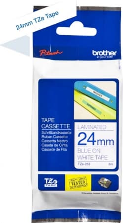Brother TZe tape 24mmx8m blue/white (1 stk.)