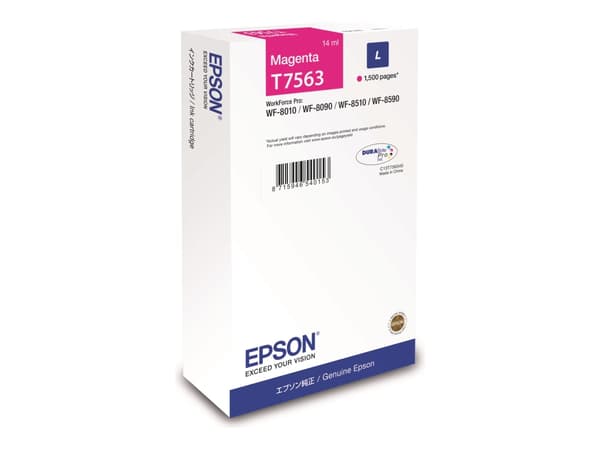 Epson T7563 - 14 ml - L-størrelse - magenta - original - blekkpatron - for WorkForce Pro WF-8090, WF-8590