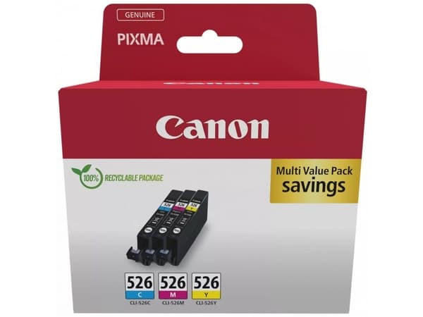Canon CLI-526 C/M/Y Multi pack - 3-pack - 9 ml - gul, cyan, magenta - original - blekkbeholder - for PIXMA iP4850, iP4950, iX6550, MG5150, MG5250, MG
