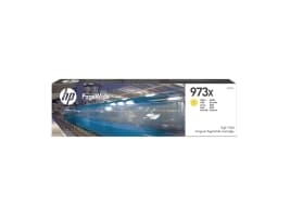 HP 973X høykapasitet gul original PageWide-blekkpatron, Høyt (XL) utbytte, Pigmentbasert blekk, 86 ml, 7000 sider, 1 stykker