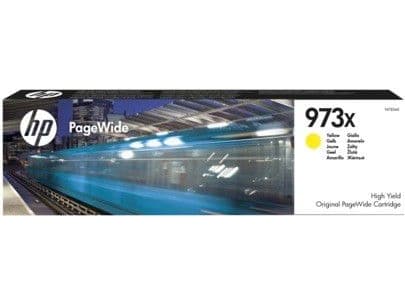 HP 973X høykapasitet gul original PageWide-blekkpatron, Høyt (XL) utbytte, Pigmentbasert blekk, 86 ml, 7000 sider, 1 stykker