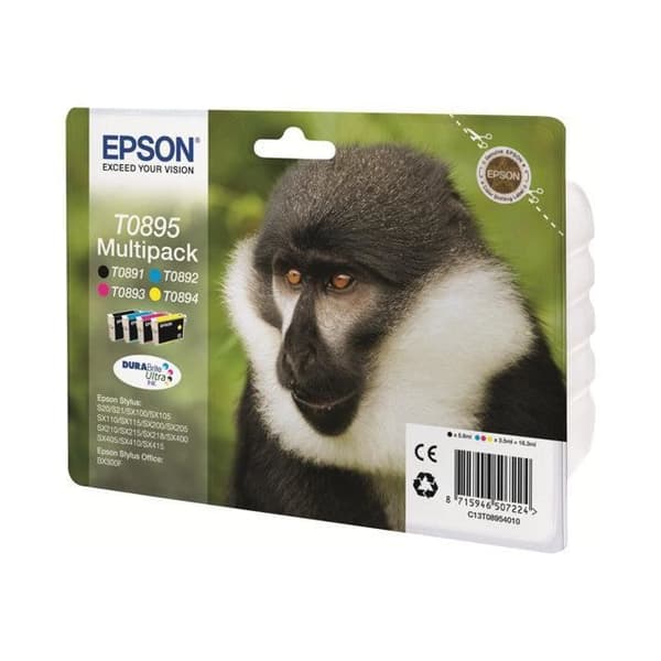 EPSON Multipack T0895 - Monkey - Svart, Cyan, Magenta, Gul (C13T08954020)