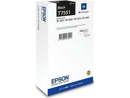 Epson T7551 - 100 ml - XL-størrelse - svart - original - blekkpatron - for WorkForce Pro WF-8090, WF-8590