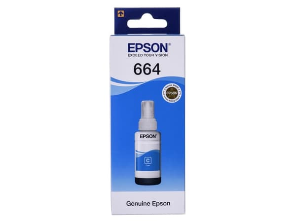 Epson 664 Ecotank Cyan ink bottle (70ml), Cyan, Epson, EcoTank L555 EcoTank L355 EcoTank ET-4550 EcoTank ET-4500 EcoTank ET-3600 EcoTank ET-2650 EcoT