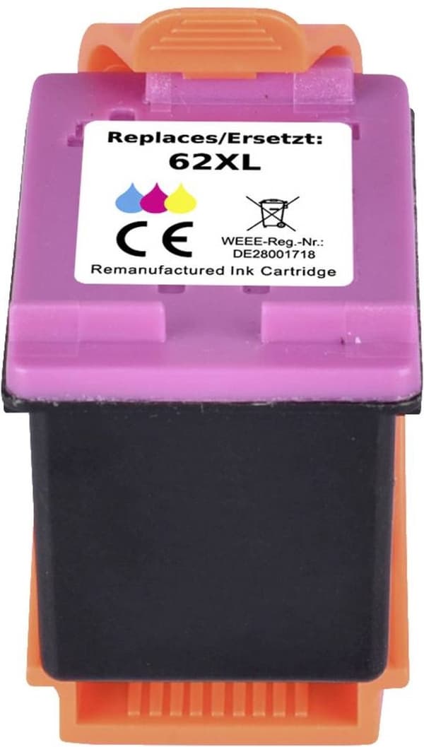 Renkforce blækpatron til HP 62XL, C2P07AE kompatibel cyan, magenta, gul RF-5679858
