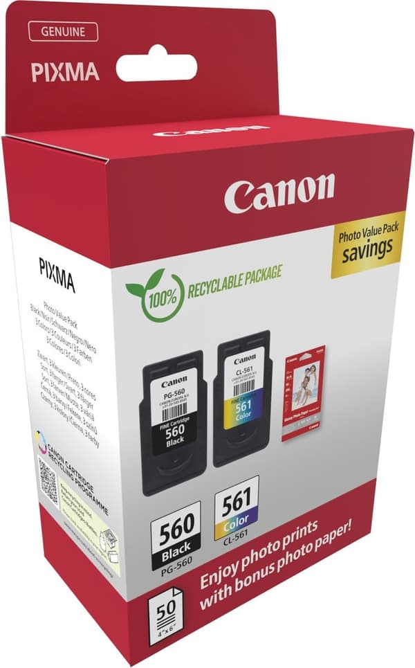 Bläckpatron Canon PG-560 CL-561 svart + färg | Dela en 1 blister x 2 bitar