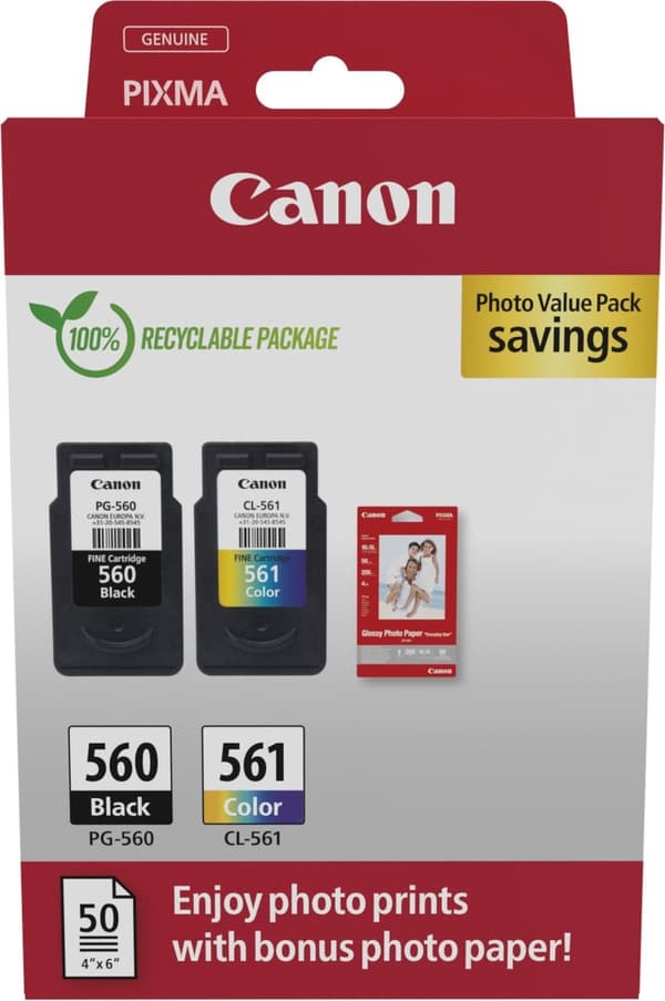 Blækpatron Canon PG-560 CL-561 sort + farve | Styk en 1 blister x 2 stk