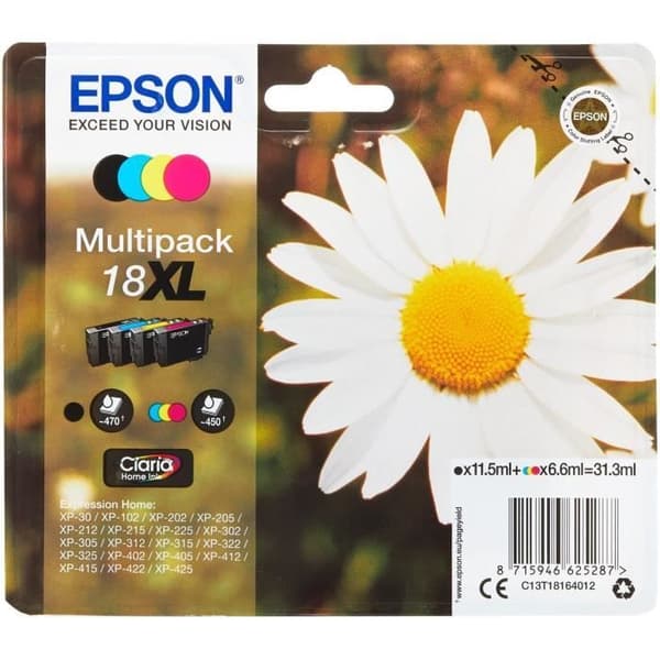 EPSON Multipack XL T1806 - Daisy - Svart, Cyan, Magenta, Gul (C13T18164012)