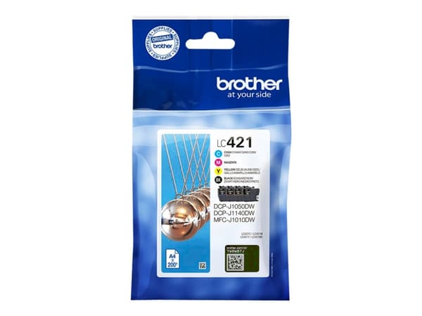 Brother LC421 Value Pack - 4-pack - svart, cyan, magenta, gul - original - blekkpatron - for Brother DCP-J1140DW, DCP-J1800DW, MFC-J1010DW, MFC-J1012