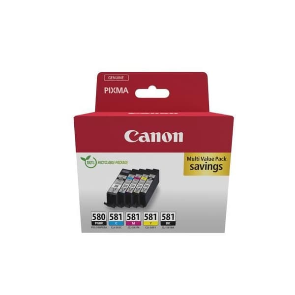 Bläckpatron - Generisk - PGI-580/CLI-581 - Paket med 6 - Flerfärgad - Kompatibel med Canon