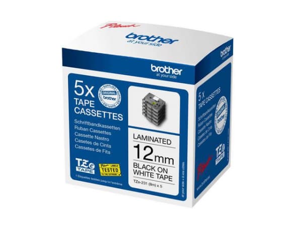 Tape Brother Tze231M5 12Mm Sort/Hvit (5 stk) (1 stk.)