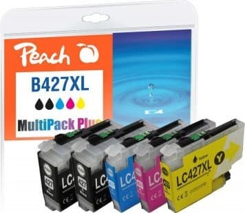 Peach PI500-402, Høyt (XL) utbytte, Sort, Cyan, Fiolblå, Gult, 120 ml, 55 ml, 6 stykker, Multipakke