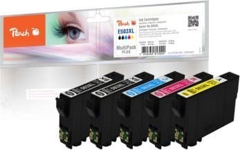Peach PI200-995, Høyt (XL) utbytte, Sort, Cyan, Fiolblå, Gult, 5 stykker, 500 sider, 470 sider, Multipakke