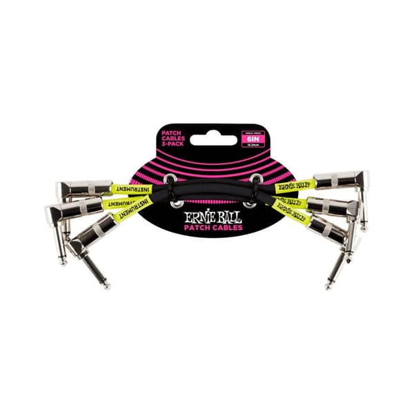 Ernie Ball 6050 - 3 vinklade patchkablar - 15cm