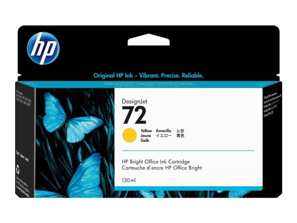 HP 72 - 130 ml - gul - original - DesignJet - blekkpatron - for DesignJet T1100, T1100ps, T1200, T1200ps, T1300, T610, T620, T770, T790