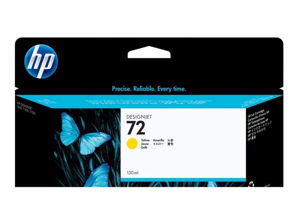 HP 72 - 130 ml - gul - original - DesignJet - blekkpatron - for DesignJet T1100, T1100ps, T1200, T1200ps, T1300, T610, T620, T770, T790