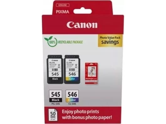 Canon PG-545 / CL-546 Value Pack - 2-pack - 8 ml - svart, farge (cyan, magenta, gul) - original - hengeboks - blekkpatron/papirsett - for PIXMA iP285