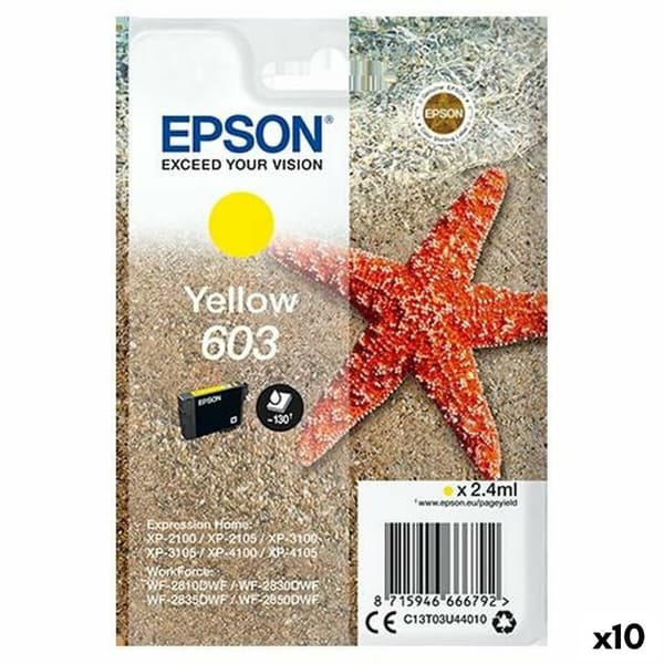 Original blækpatron Epson XP-2100, 3100, 4100 / WF-2830DWF, 2850DW - Nº 603 Gul (10 enheder)
