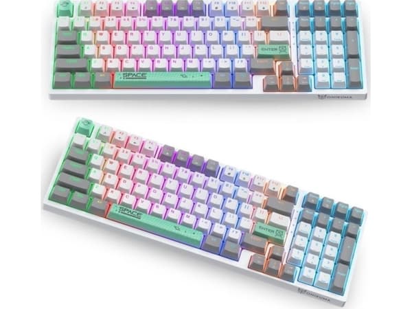 Onikuma ONIKUMA G38 Mekaaninen RGB-pelinäppäimistö : Väri - Valkoinen/harmaa