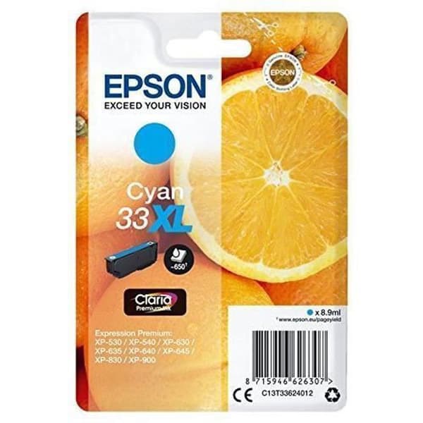 Original Epson 33XL Cyan bläckpatron - Kapacitet 8,9 ml - XL kapacitet - Bläckstråleteknik