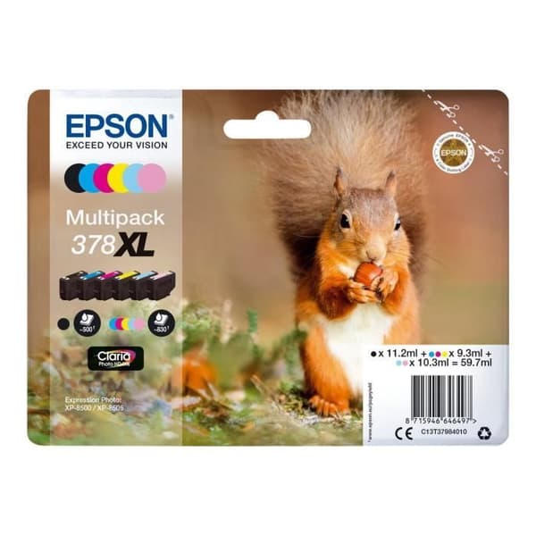Epson Multipack 378 XL bläckpatroner - svart, gul, cyan, magenta, ljusmagenta, ljuscyan