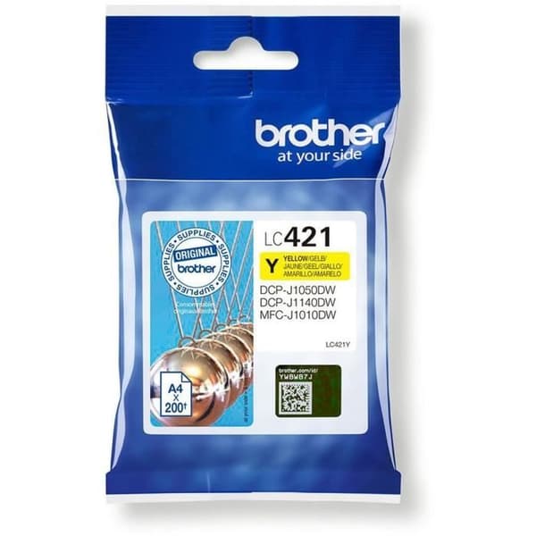 LC421Y bläckpatron - BROTHER - gul 200 siders standardkapacitet - för DCP -J1050DW, MFC -J1010DW och DCP -J1140DW