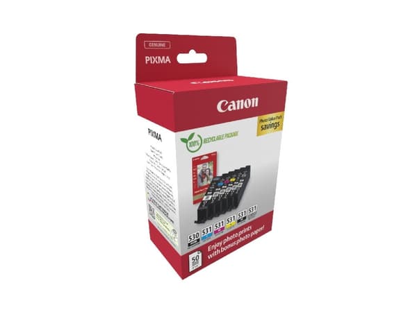 Canon PGI-530/CLI-531 PVP, Svart, Cyan, Grå, Magenta, Fotosvart, Gul, 6 styck, Foto, värdepack