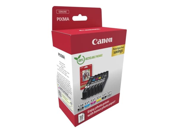 Canon PGI-530/CLI-531 PVP, Svart, Cyan, Grå, Magenta, Fotosvart, Gul, 6 styck, Foto, värdepack