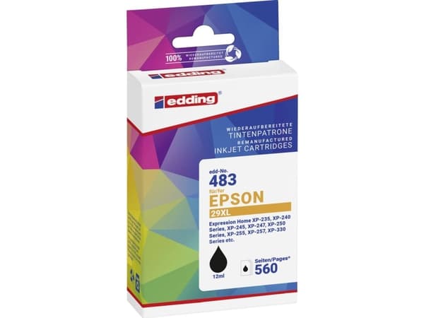 Edding EDD-483, Sort, 12 ml, 1 stykker, 560 sider, Enkeltpakke