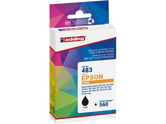 Edding EDD-483, Sort, 12 ml, 1 stykker, 560 sider, Enkeltpakke