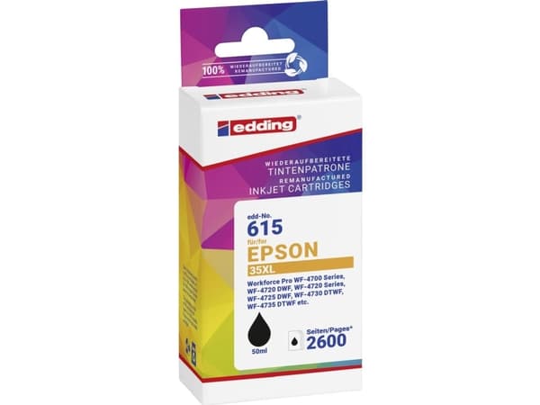 Edding EDD-615, Svart, 50 ml, 1 styck, 2600 sidor, Enpack