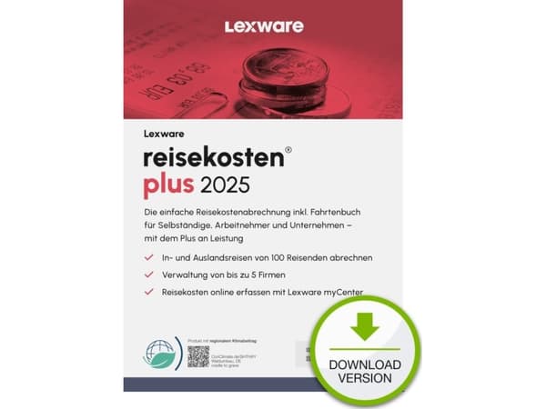 Lexware reisekosten plus 2025 Download Jahresversion (365-Tage), Regnskap, Elektronisk programvarenedlasting (ESD), Tysk, 1 år, Windows 11 Enterprise