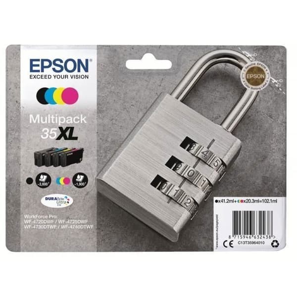 Epson C13T35964010 bläckpatroner för WF4720DWF-skrivare - Paket med 4 - svart, gul, cyan, magenta