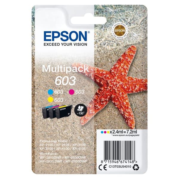 Bläckpatroner - Epson - Multipack 3 färger - Cyan, Magenta, Gul - 2.4ml var och en - Bläckstråleskrivare