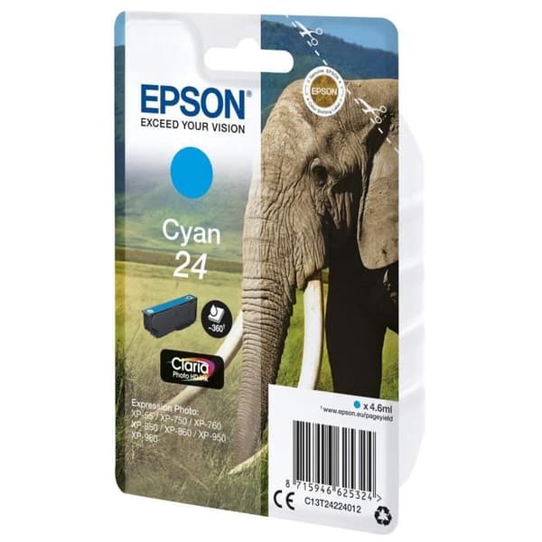 EPSON bläckpatron T2422 Cyan - Elephant (C13T24224012)