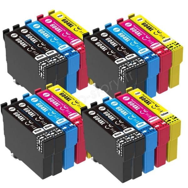 Bläckpatroner - SHOP-STORY - E604XL_8N+4CHQ - Pack om 20 - Kompatibel med Epson - Flerfärgad