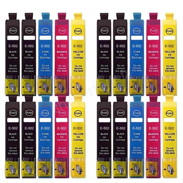 Bläckpatroner - SHOP-STORY - E502XL_8N+4CHQ - Pack med 20 - Kompatibel med Epson - Flera färger